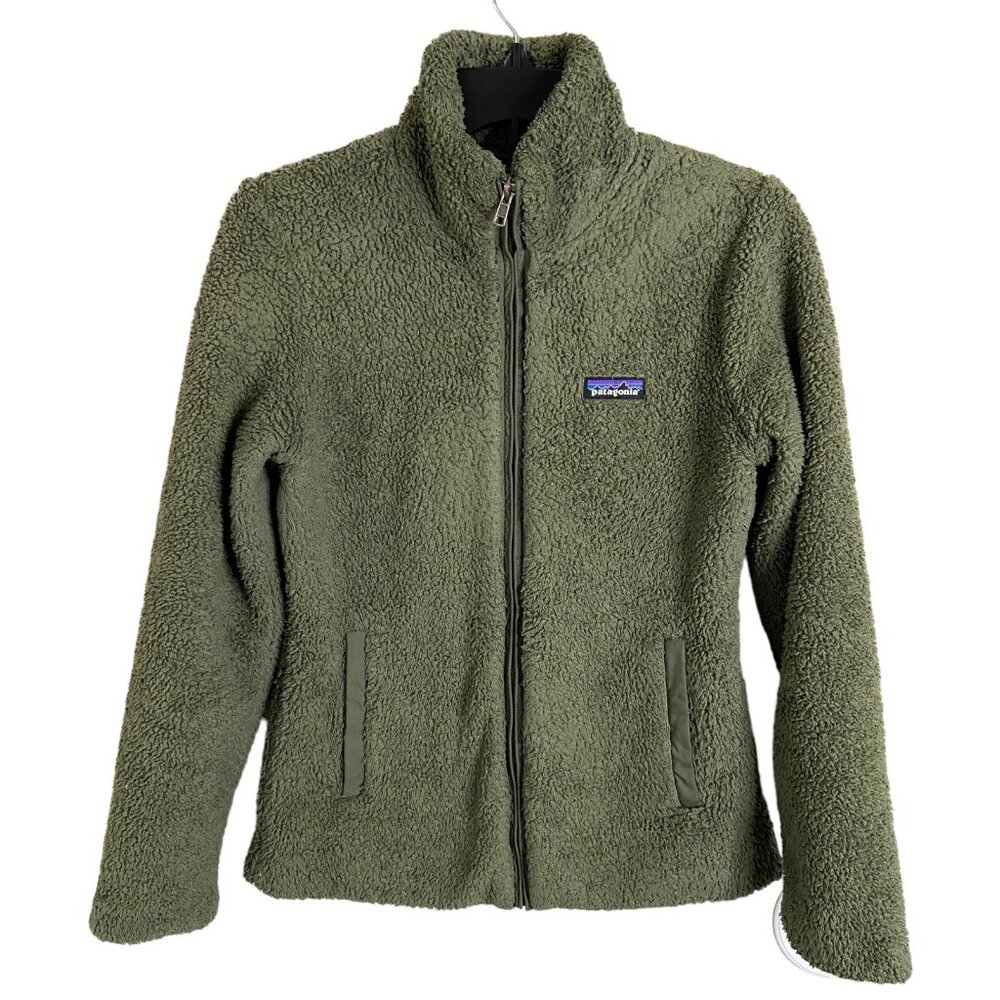 Patagonia‎ small teddy full zip jacket green slightly matted